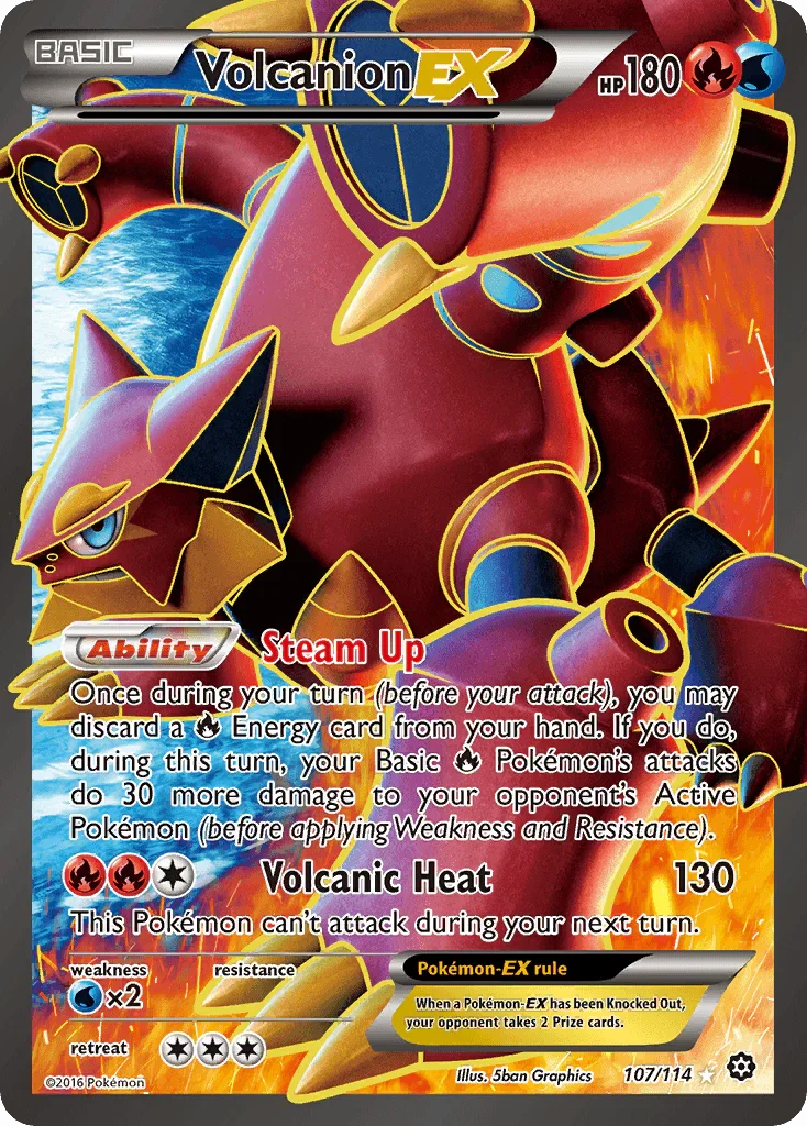 Fire, Holofoil, Ultra Rare, Water, Water[×2], XY: Steam Siege Volcanion EX (107/114) [XY: Steam Siege] - Trading Card World