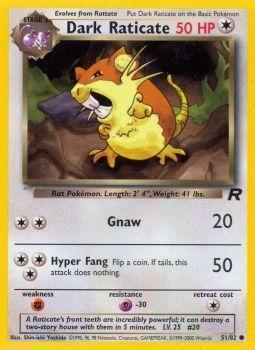 51, Colorless, Common, Fighting[×2], Normal, Psychic[-30], Team Rocket Unlimited Dark Raticate (51/82) [Team Rocket Unlimited] - Trading Card World