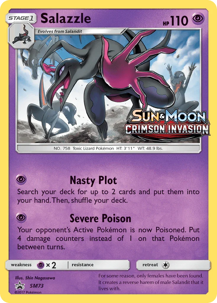 Black Star Promo, Holofoil, Psychic, Psychic[×2], SM73, Sun & Moon: Black Star Promos Salazzle (SM73) [Sun & Moon: Black Star Promos] - Trading Card World