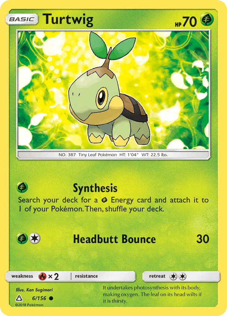 Common, Fire[×2], Grass, Normal, Reverse Holofoil, Sun & Moon: Ultra Prism Turtwig (6/156) [Sun & Moon: Ultra Prism] - Trading Card World
