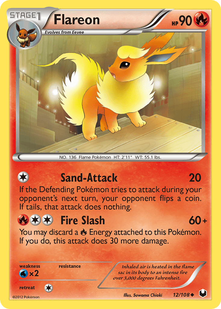 12, Black & White: Dark Explorers, Fire, Normal, Reverse Holofoil, Uncommon, Water[×2] Flareon (12/108) [Black & White: Dark Explorers] - Trading Card World
