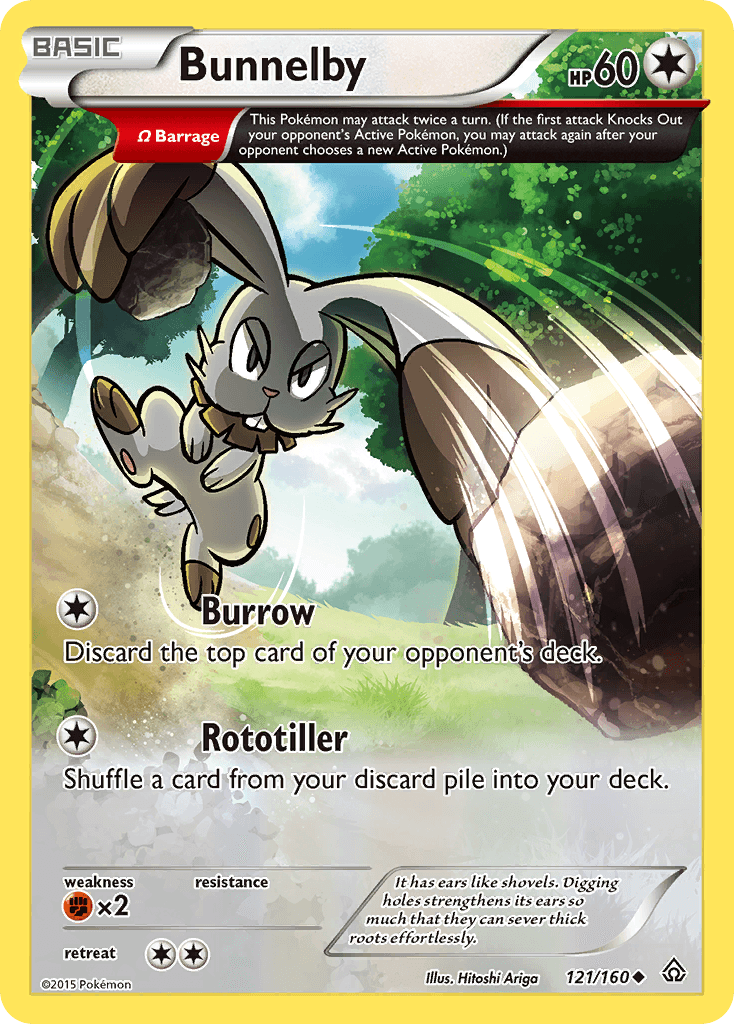 121, Colorless, Fighting[×2], Normal, Reverse Holofoil, Uncommon, XY: Primal Clash Bunnelby (121/160) [XY: Primal Clash] - Trading Card World