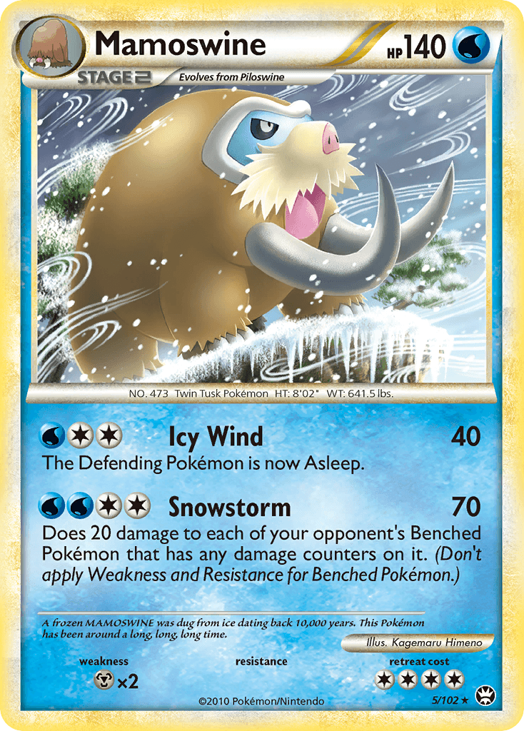 HeartGold & SoulSilver: Triumphant, Holo Rare, Holofoil, Metal[×2], Reverse Holofoil, Water Mamoswine (5/102) [HeartGold & SoulSilver: Triumphant] - Trading Card World