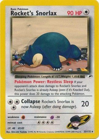 33, Colorless, Fighting[×2], Gym Heroes Unlimited, Normal, Psychic[-30], Rare Rocket's Snorlax (33/132) [Gym Heroes Unlimited] - Trading Card World