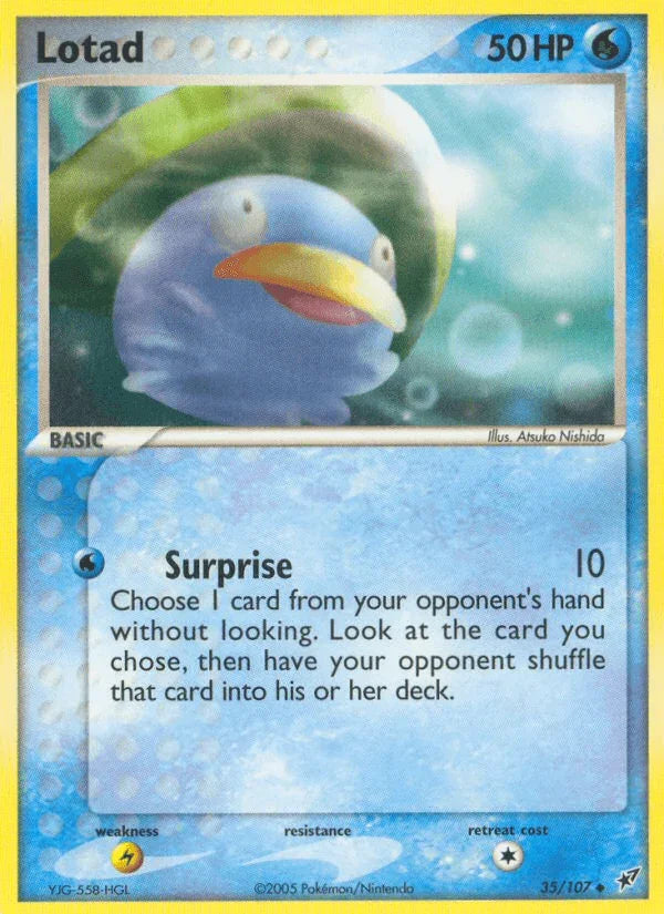 35, EX: Deoxys, Lightning[×2], Normal, Uncommon, Water Lotad (35/107) [EX: Deoxys] - Trading Card World
