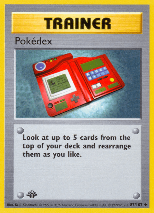 1st Edition Normal, 87, Base Set 1st Edition, Trainer, Uncommon Pokedex (87/102) (Shadowless) [Base Set 1st Edition] - Trading Card World