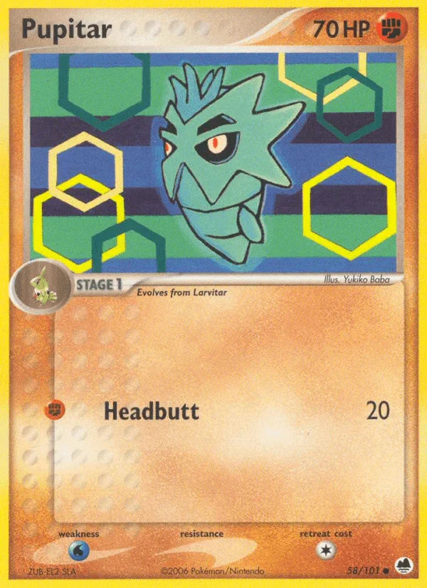58, Common, EX: Dragon Frontiers, Fighting, Normal, Water[×2] Pupitar (58/101) [EX: Dragon Frontiers] - Trading Card World