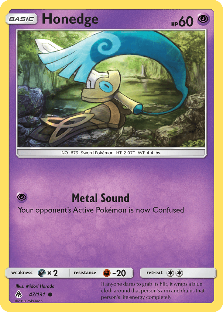 47, Common, Darkness[×2], Fighting[-20], Normal, Psychic, Reverse Holofoil, Sun & Moon: Forbidden Light Honedge (47/131) [Sun & Moon: Forbidden Light] - Trading Card World