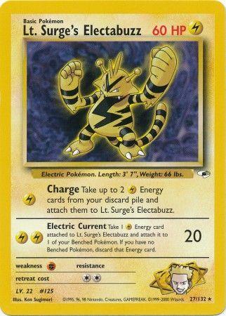 27, Fighting[×2], Gym Heroes Unlimited, Lightning, Normal, Rare Lt. Surge's Electabuzz (27/132) [Gym Heroes Unlimited] - Trading Card World