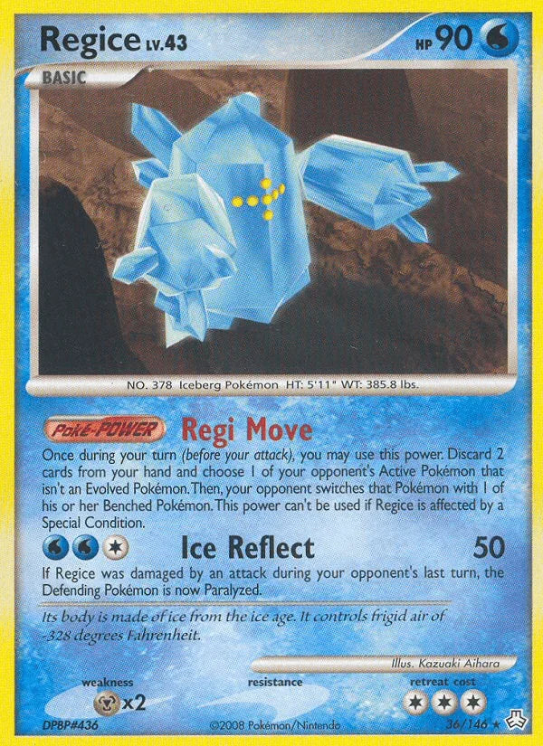 36, Diamond & Pearl: Legends Awakened, Metal[×2], Normal, Rare, Reverse Holofoil, Water Regice (36/146) [Diamond & Pearl: Legends Awakened] - Trading Card World