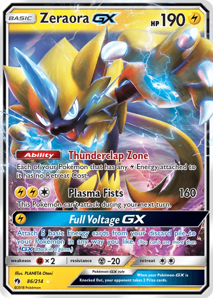 86, Fighting[×2], Holofoil, Lightning, Metal[-20], Sun & Moon: Lost Thunder, Ultra Rare Zeraora GX (86/214) [Sun & Moon: Lost Thunder] - Trading Card World