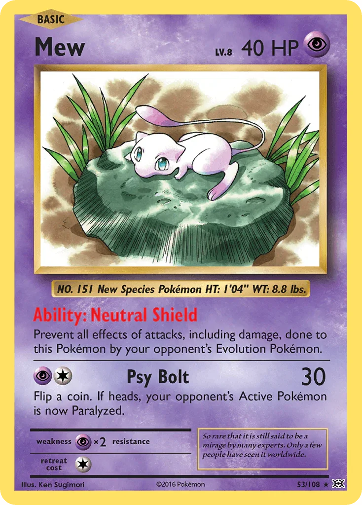 53, Holo Rare, Holofoil, Psychic, Psychic[×2], Reverse Holofoil, XY: Evolutions Mew (53/108) [XY: Evolutions] - Trading Card World