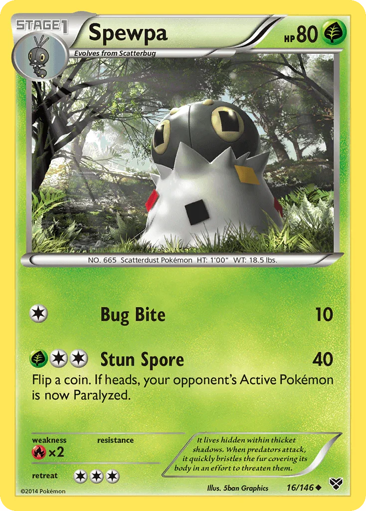 16, Fire[×2], Grass, Normal, Reverse Holofoil, Uncommon, XY: Base Set Spewpa (16/146) [XY: Base Set] - Trading Card World