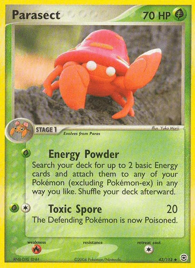 43, EX: FireRed & LeafGreen, Fighting[×2], Grass, Normal, Reverse Holofoil, Uncommon Parasect (43/112) [EX: FireRed & LeafGreen] - Trading Card World