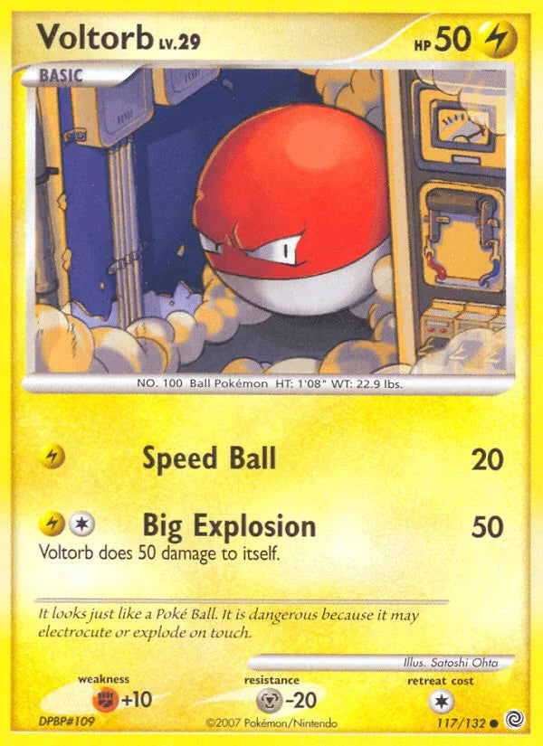 117, Common, Diamond & Pearl: Secret Wonders, Fighting[+10], Lightning, Metal[-20], Normal, Reverse Holofoil Voltorb (117/132) [Diamond & Pearl: Secret Wonders] - Trading Card World