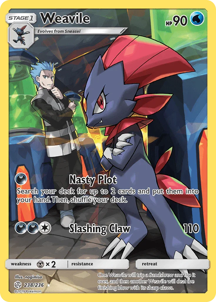 238, Holofoil, Metal[×2], Secret Rare, Sun & Moon: Cosmic Eclipse, Water Weavile (238/236) [Sun & Moon: Cosmic Eclipse] - Trading Card World
