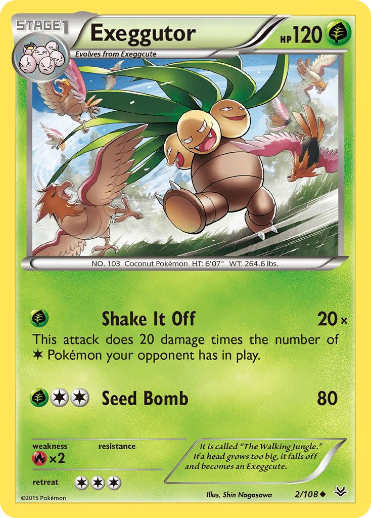 Fire[×2], Grass, Normal, Reverse Holofoil, Uncommon, XY: Roaring Skies Exeggutor (2/108) [XY: Roaring Skies] - Trading Card World