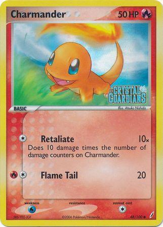 48, Common, EX: Crystal Guardians, Fire, Reverse Holofoil, Water[×2] Charmander (48/100) (Stamped) [EX: Crystal Guardians] - Trading Card World