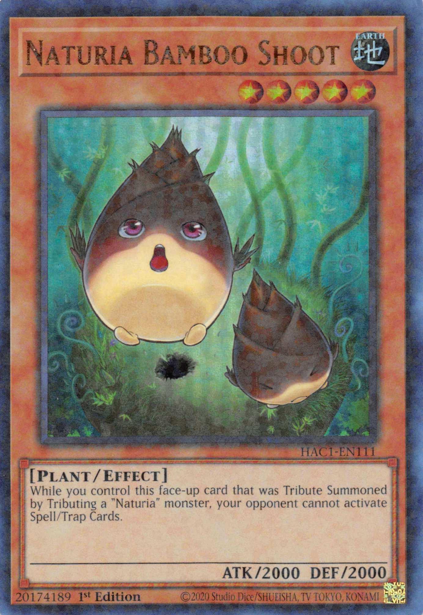 1st Edition, Earth, Effect Monster, Hidden Arsenal: Chapter 1, Parallel Rare, Plant Naturia Bamboo Shoot (Duel Terminal) [HAC1-EN111] Parallel Rare - Trading Card World
