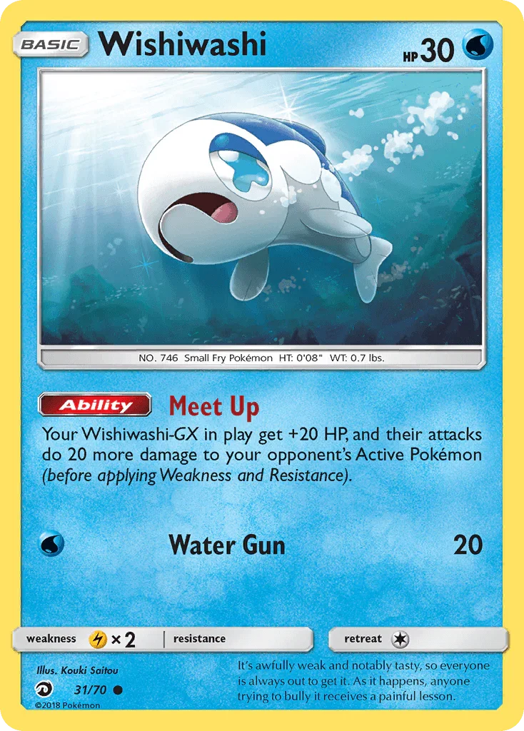 31, Common, Lightning[×2], Normal, Reverse Holofoil, Sun & Moon: Dragon Majesty, Water Wishiwashi (31/70) [Sun & Moon: Dragon Majesty] - Trading Card World