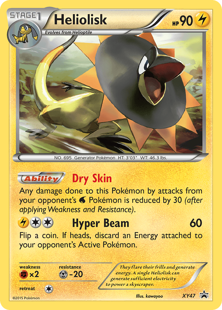 Fighting[×2], Holofoil, Lightning, Metal[-20], Promo, XY47, XY: Black Star Promos Heliolisk (XY47) [XY: Black Star Promos] - Trading Card World