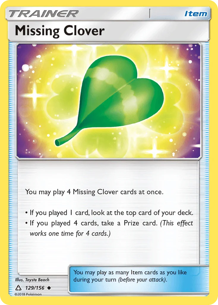 129, Item, Normal, Reverse Holofoil, Sun & Moon: Ultra Prism, Uncommon Missing Clover (129/156) [Sun & Moon: Ultra Prism] - Trading Card World