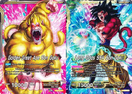 Baby Saga, Leader, Oversized Cards, Parallel Foil, Saiyan/Goku's Lineage, SD5-01, Son Goku: GT, Starter Rare, Yellow Golden Great Ape Son Goku // Long Odds SS4 Son Goku (SD5-01) [Oversized Cards] - Trading Card World