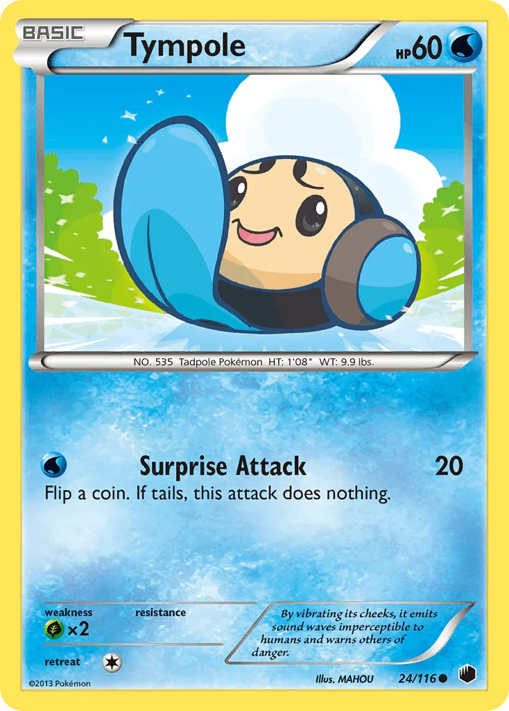 24, Black & White: Plasma Freeze, Common, Grass[×2], Normal, Reverse Holofoil, Water Tympole (24/116) [Black & White: Plasma Freeze] - Trading Card World