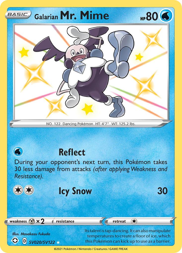 Holofoil, Metal[×2], SV020, Sword & Shield: Shining Fates, Ultra Rare, Water Galarian Mr. Mime (SV020/SV122) [Sword & Shield: Shining Fates] - Trading Card World