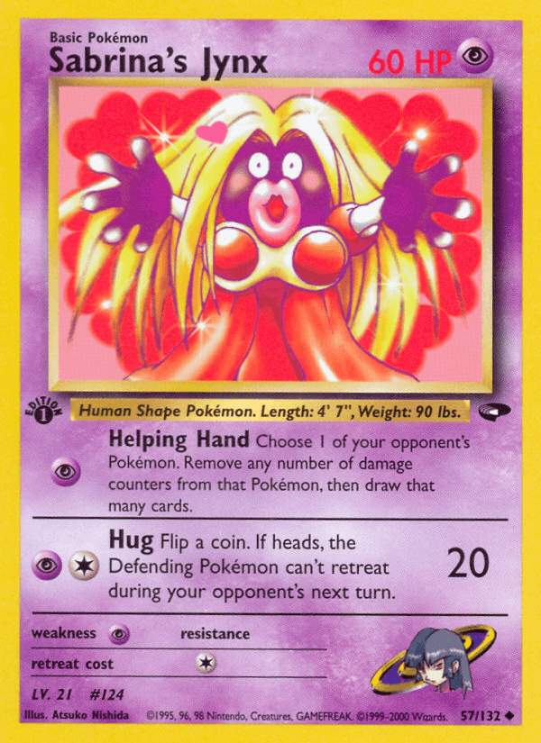 1st Edition Normal, 57, Gym Challenge 1st Edition, Psychic, Psychic[×2], Uncommon Sabrina's Jynx (57/132) [Gym Challenge 1st Edition] - Trading Card World