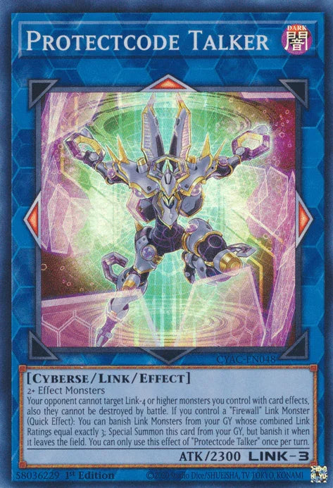 1st Edition, Cyberse, Cyberstorm Access, Dark, Link/Effect Monster, Super Rare Protectcode Talker [CYAC-EN048] Super Rare - Trading Card World