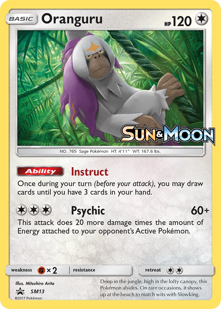 Black Star Promo, Colorless, Fighting[×2], Holofoil, SM13, Sun & Moon: Black Star Promos Oranguru (SM13) [Sun & Moon: Black Star Promos] - Trading Card World