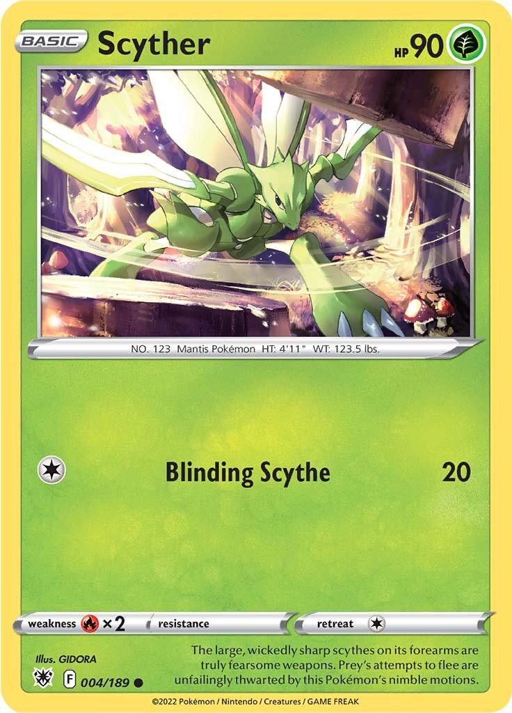 004, Common, Fire [x2], Grass, Normal, Reverse Holofoil, Sword & Shield: Astral Radiance Scyther (004/189) [Sword & Shield: Astral Radiance] - Trading Card World