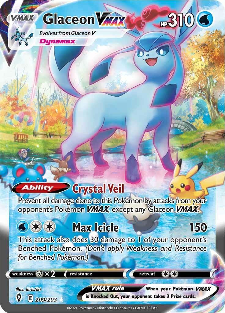 209, Holofoil, Metal [x2], Secret Rare, Sword & Shield: Evolving Skies, Water Glaceon VMAX (209/203) [Sword & Shield: Evolving Skies] - Trading Card World