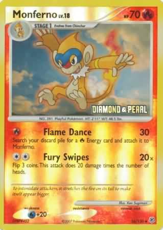 56, Burger King Promos: 2008 Collection, Fire, Promo, Reverse Holofoil, Water[+20] Monferno (56/130) [Burger King Promos: 2008 Collection] - Trading Card World