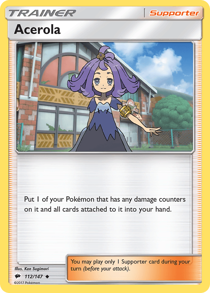 112, Normal, Reverse Holofoil, Sun & Moon: Burning Shadows, Supporter, Uncommon Acerola (112/147) [Sun & Moon: Burning Shadows] - Trading Card World