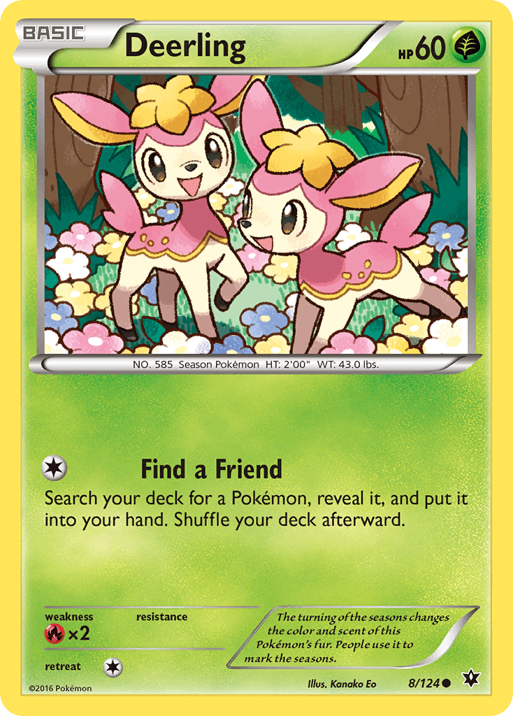 Common, Fire[×2], Grass, Normal, Reverse Holofoil, XY: Fates Collide Deerling (8/124) [XY: Fates Collide] - Trading Card World