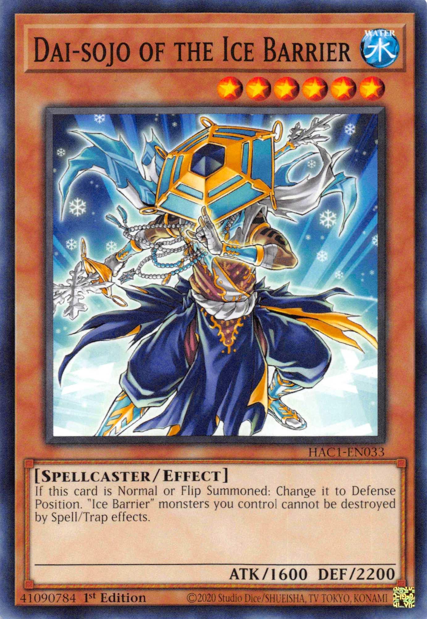 1st Edition, Common, Effect Monster, Hidden Arsenal: Chapter 1, Spellcaster, Water Dai-sojo of the Ice Barrier [HAC1-EN033] Common - Trading Card World