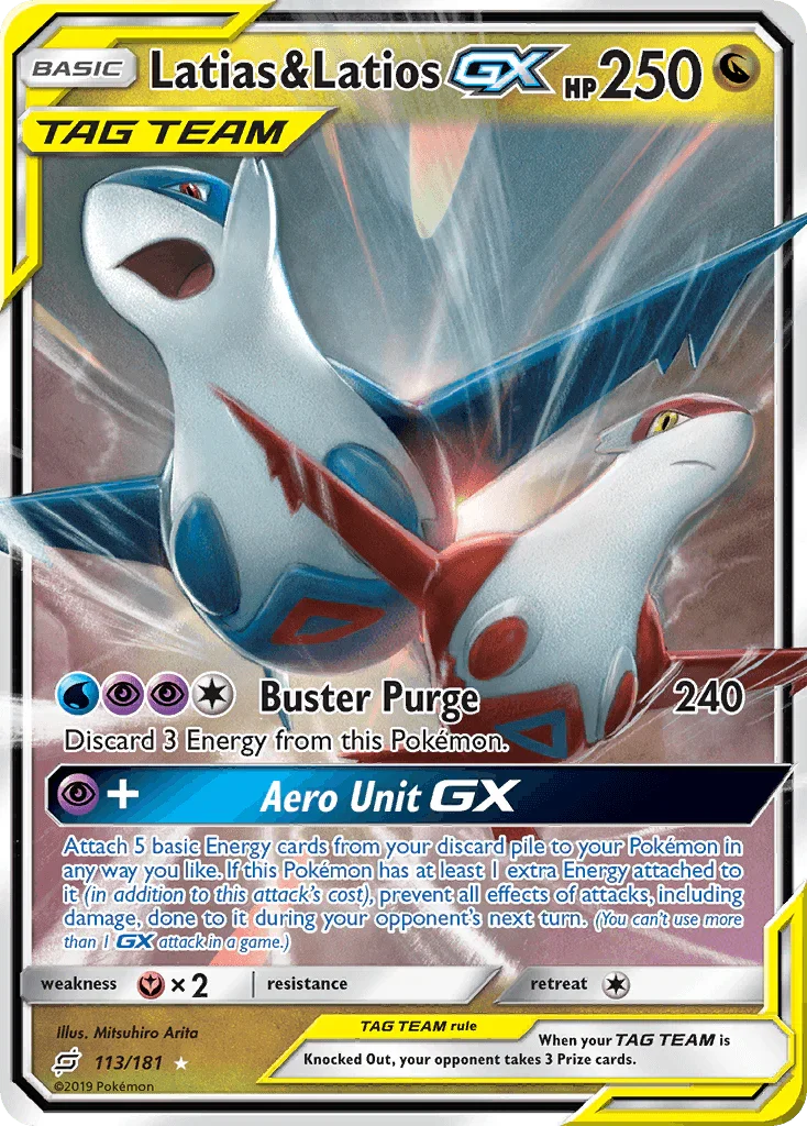 113, Dragon, Fairy[×2], Holofoil, Sun & Moon: Team Up, Ultra Rare Latias & Latios GX (113/181) [Sun & Moon: Team Up] - Trading Card World
