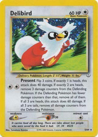 Colorless, Fighting[-30], Holo Rare, Holofoil, Lightning[×2], Neo Revelation Unlimited Delibird (5/64) [Neo Revelation Unlimited] - Trading Card World