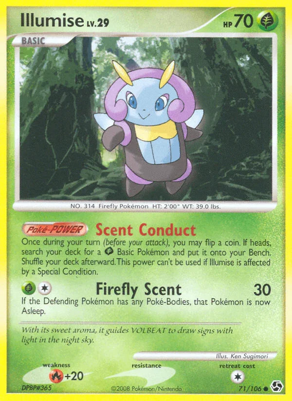 71, Common, Diamond & Pearl: Great Encounters, Fire[+20], Grass, Normal, Reverse Holofoil Illumise (71/106) [Diamond & Pearl: Great Encounters] - Trading Card World