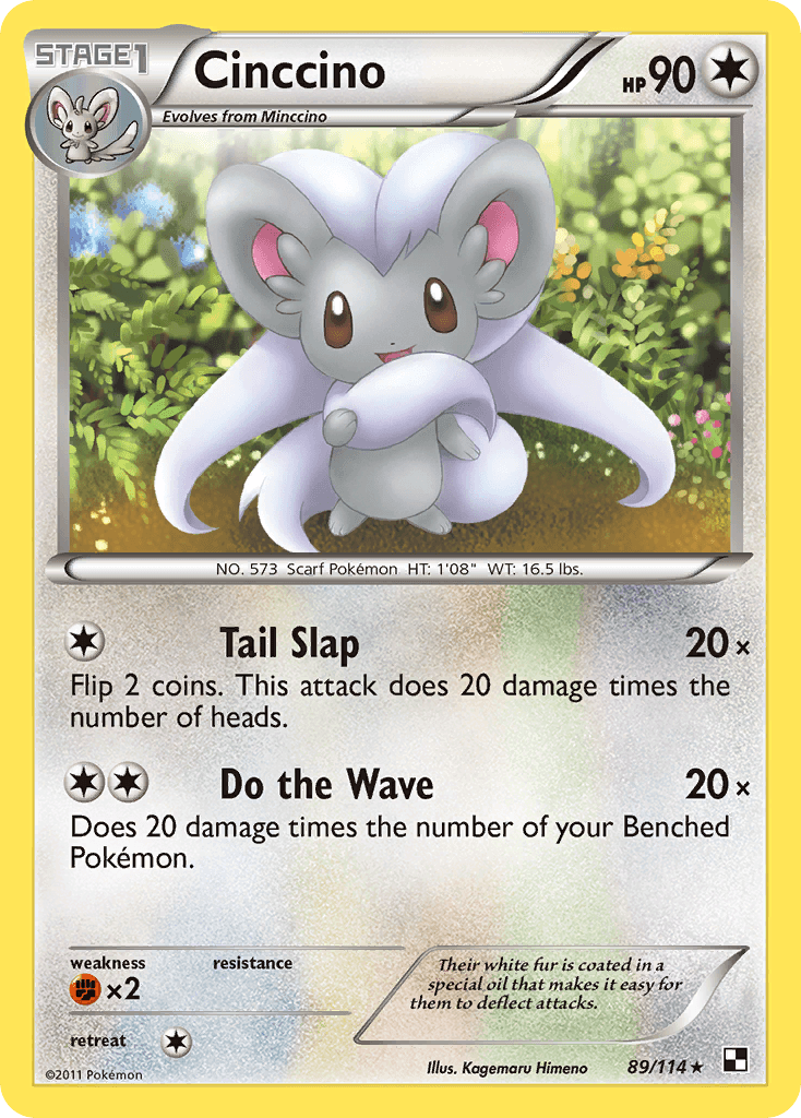 89, Black & White: Base Set, Colorless, Fighting[×2], Normal, Rare, Reverse Holofoil Cinccino (89/114) [Black & White: Base Set] - Trading Card World