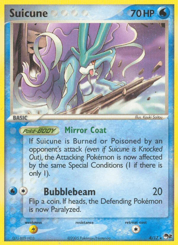 Holofoil, Lightning[×2], Normal, POP Series 2, Rare, Water Suicune (4/17) [POP Series 2] - Trading Card World