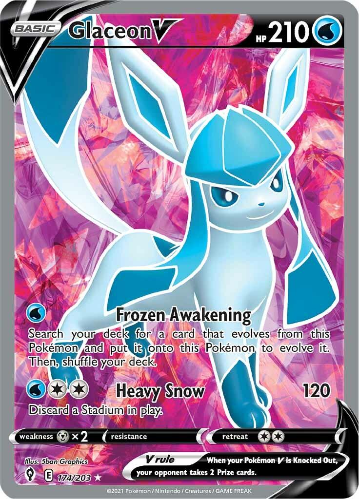 174, Holofoil, Metal [x2], Sword & Shield: Evolving Skies, Ultra Rare, Water Glaceon V (174/203) [Sword & Shield: Evolving Skies] - Trading Card World