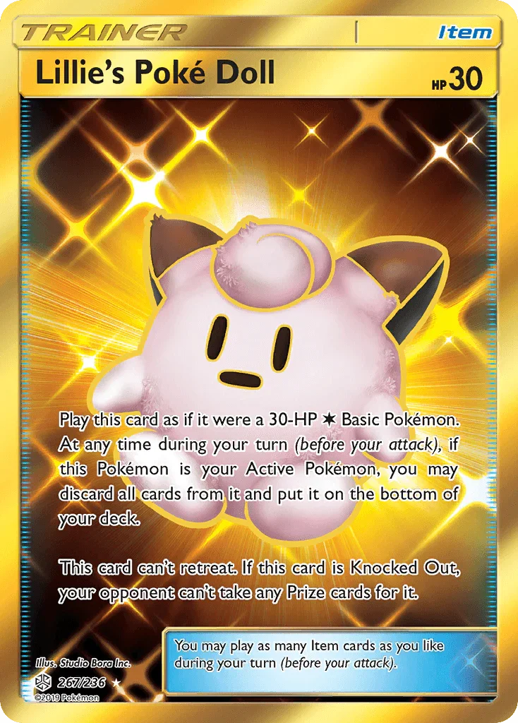 267, Holofoil, Item, Secret Rare, Sun & Moon: Cosmic Eclipse Lillie's Poke Doll (267/236) [Sun & Moon: Cosmic Eclipse] - Trading Card World