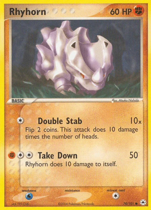 70, Common, EX: Hidden Legends, Fighting, Normal, Reverse Holofoil, Water[×2] Rhyhorn (70/101) [EX: Hidden Legends] - Trading Card World