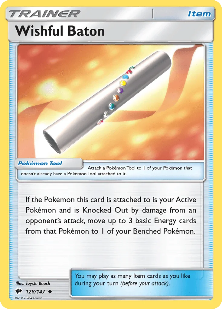 128, Item, Normal, Reverse Holofoil, Sun & Moon: Burning Shadows, Uncommon Wishful Baton (128/147) [Sun & Moon: Burning Shadows] - Trading Card World