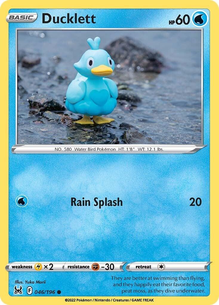 046, Common, Fighting [-30], Lightning [x2], Normal, Reverse Holofoil, Sword & Shield: Lost Origin, Water Ducklett (046/196) [Sword & Shield: Lost Origin] - Trading Card World