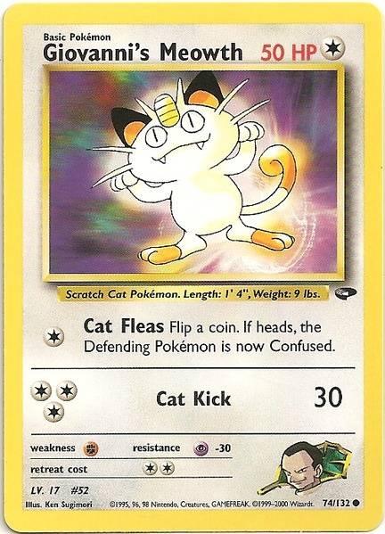 74, Colorless, Common, Fighting[×2], Gym Challenge Unlimited, Normal, Psychic[-30] Giovanni's Meowth (74/132) [Gym Challenge Unlimited] - Trading Card World