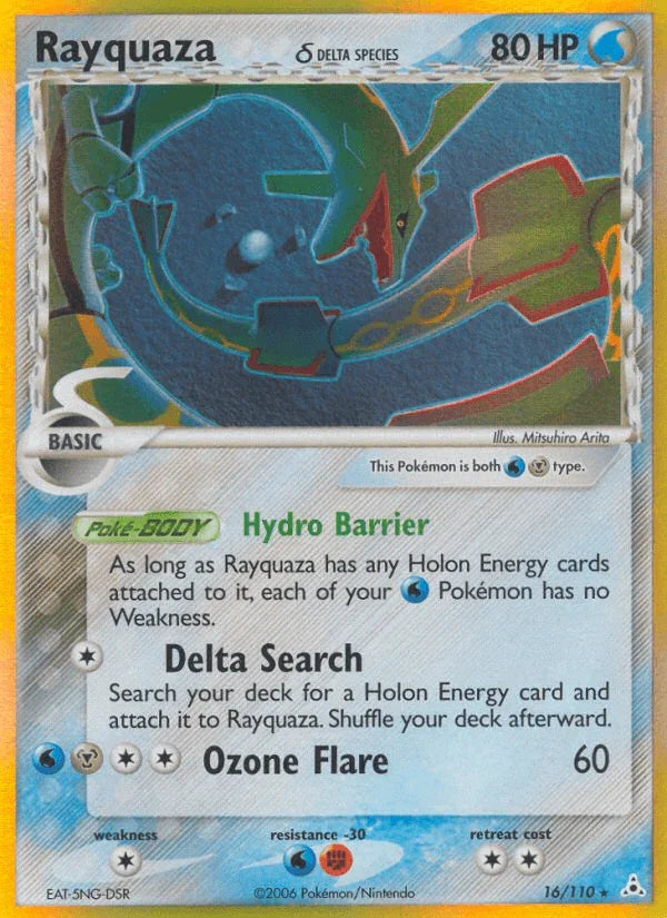 16, Colorless[×2], EX: Holon Phantoms, Fighting[-30], Holo Rare, Holofoil, Metal, Water, Water[-30] Rayquaza (16/110) (Delta Species) [EX: Holon Phantoms] - Trading Card World